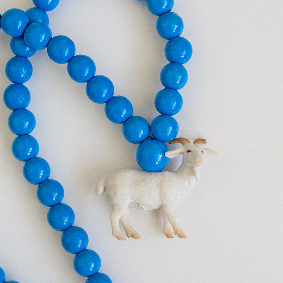 Goat on Medium Blue Beads