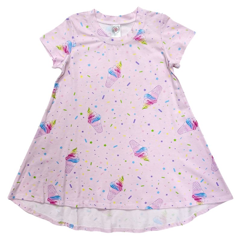 Ice Cream Cone Short Sleeve Hi-Low Dress