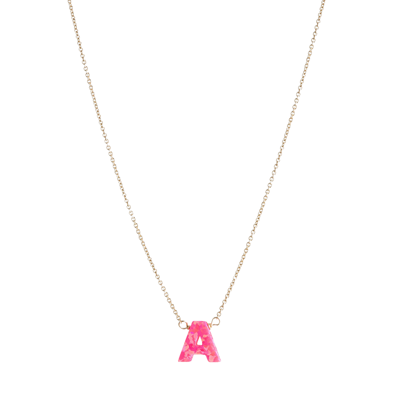 Pink Letter Necklace Gold Chain
