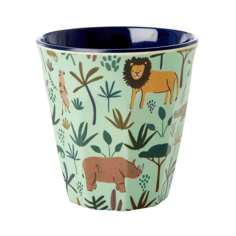 Small Melamine Cup Set - Blue Jungle Print
