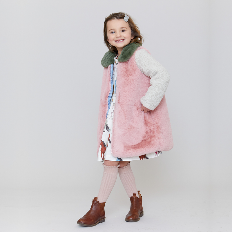 Girls Kate Coat - Chalk Pink Fur