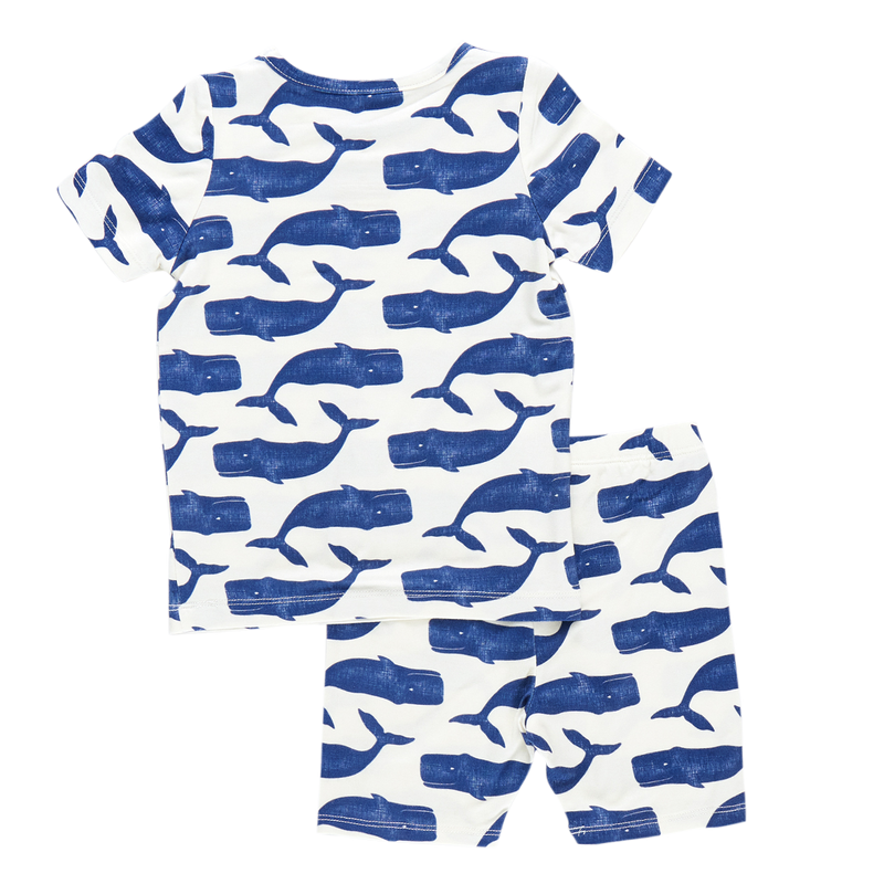 Kids Bamboo Short Sleeve PJ Set - Blue Whales