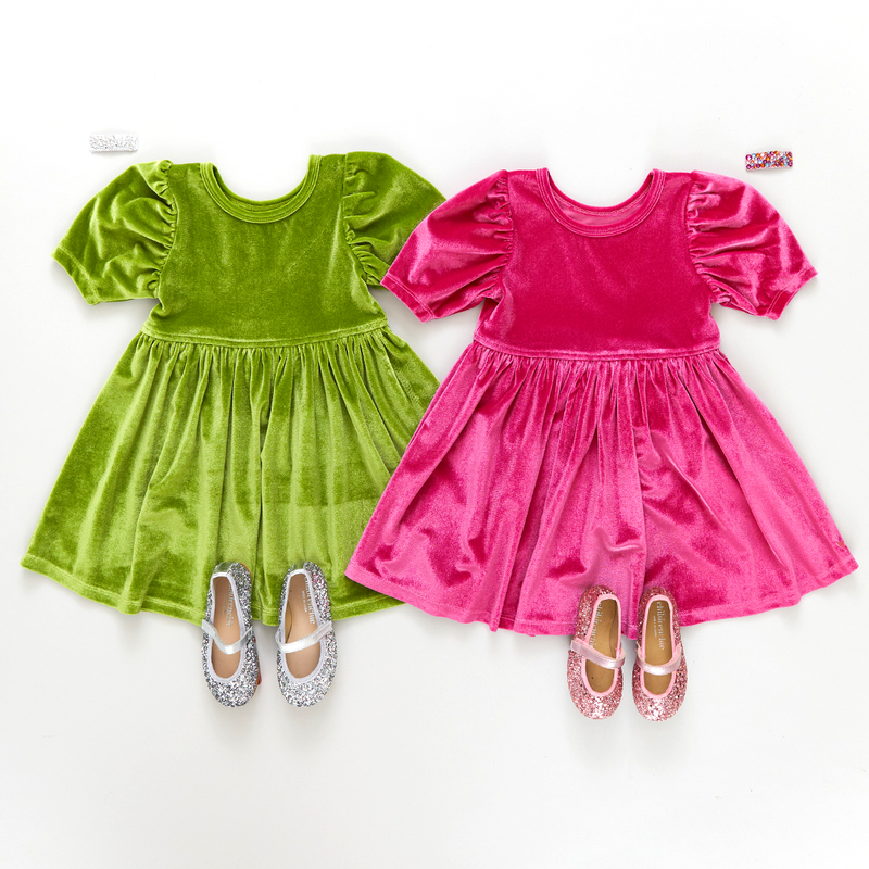 Girls Laurie Dress - Berry Velour