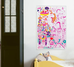 Pink Chicken Lily Unicorn Giant Folded Poster 