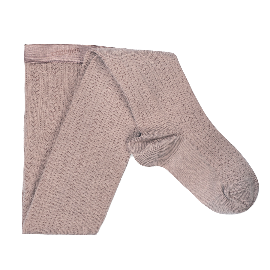 Merino Wool Open-Knit Tights - Old Rose