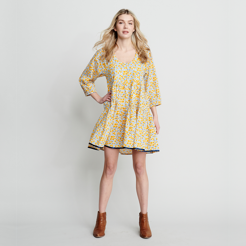 Womens Michelle Dress - Golden Ditsy Floral
