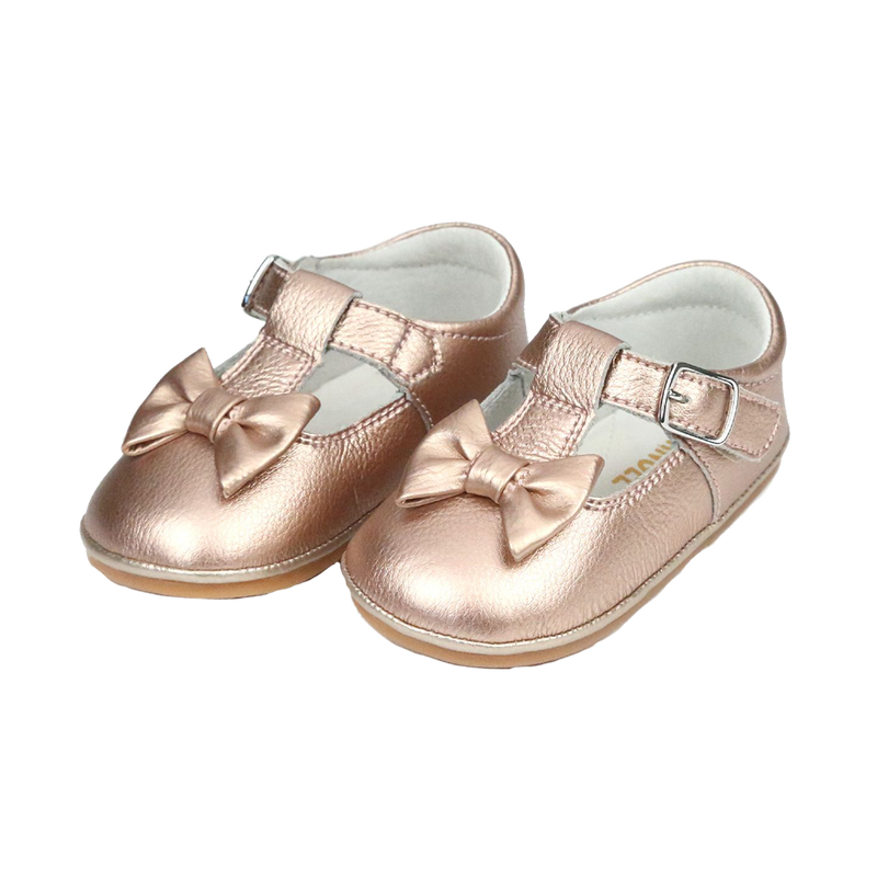L'Amour Shoes Minnie Bow Mary Jane - Rose Gold