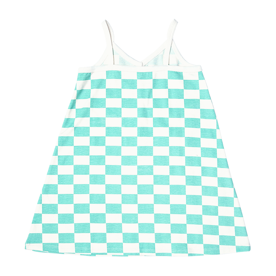 Girls Organic Kelby Dress - Mint Check