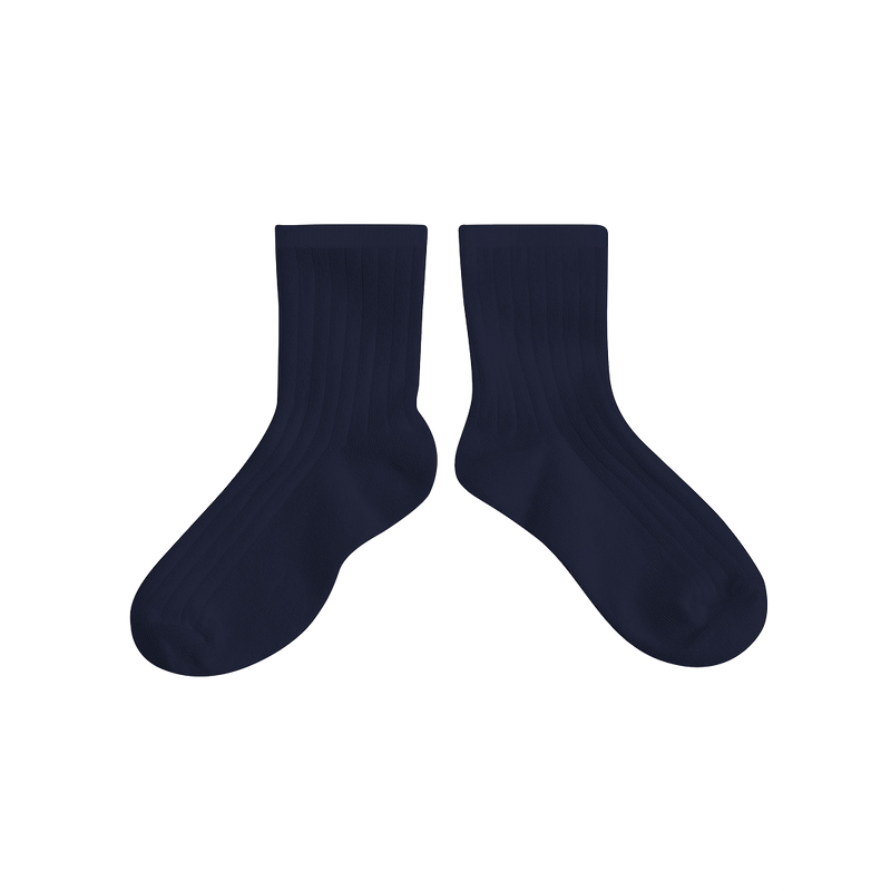 Pink Chicken Ribbed Ankle Socks - Navy 21/23 