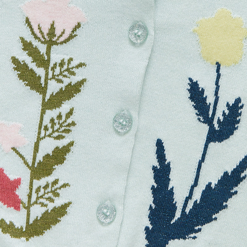 Baby Girls Paper Floral Sweater - Light Aqua