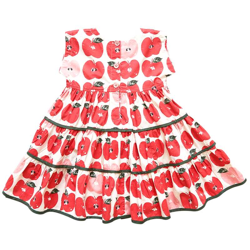 Girls Peachy Dress - Apple Stamp