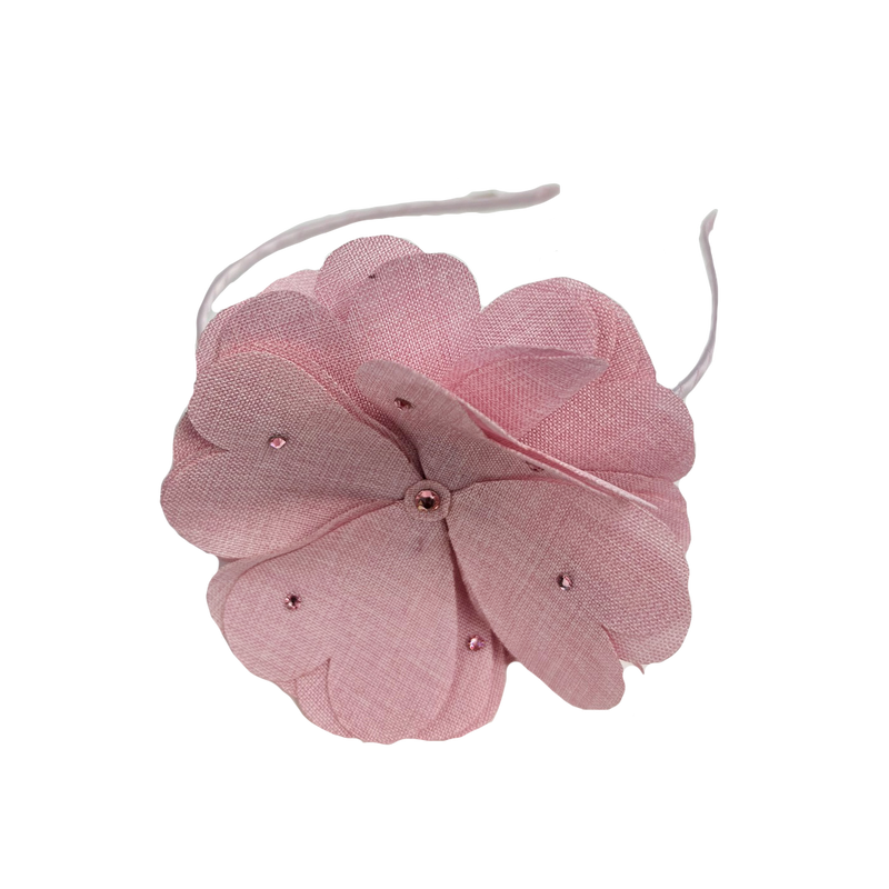 Linen Glitter Flower Headband -Mauve