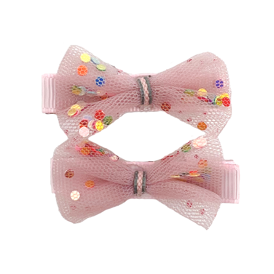 Holiday Clips - Pink Confetti Bow 2 Pack