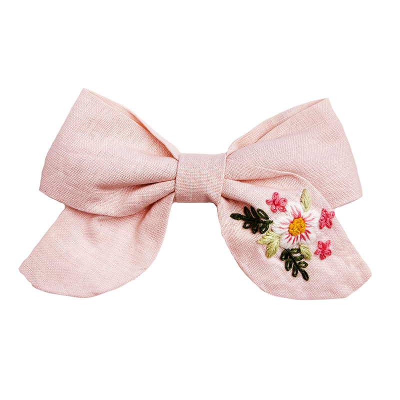 Embroidered Bow - Light Pink