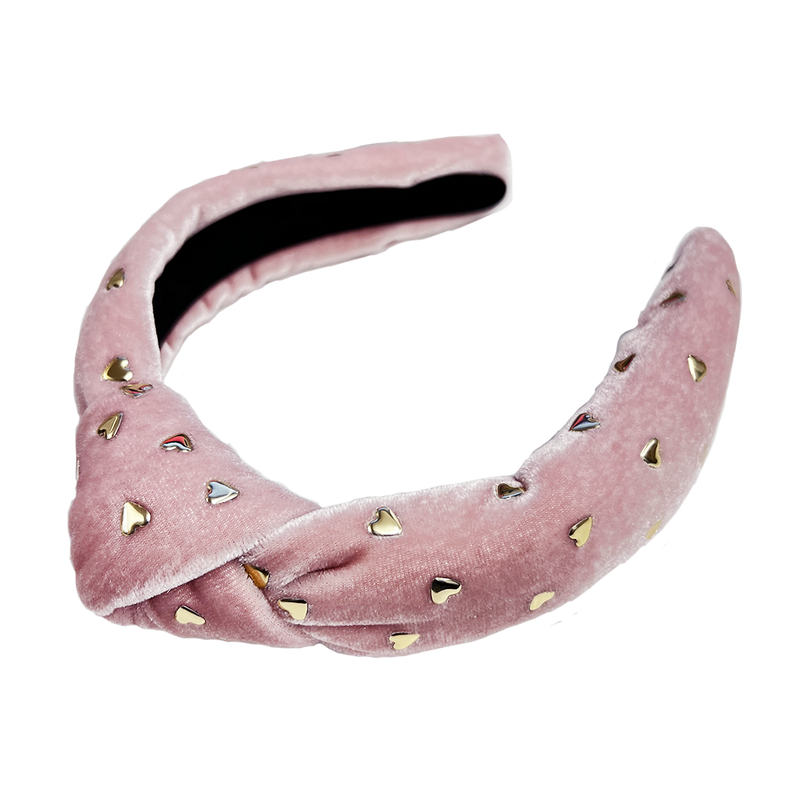 Velvet Heart Headband - Light Pink