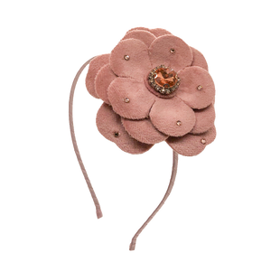 Velvet Jeweled Flower Headband - Mauve