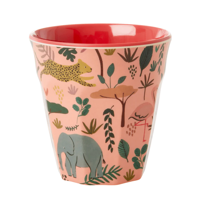 Small Melamine Cup Set - Pink Jungle Print