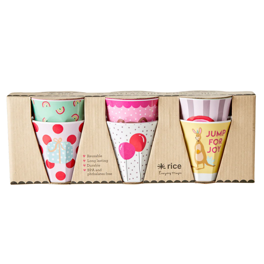 Small Melamine Cup Set - Pink Party Animal Print