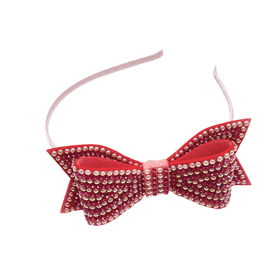 Crystalized Bow Headband - Light Pink/Pearl
