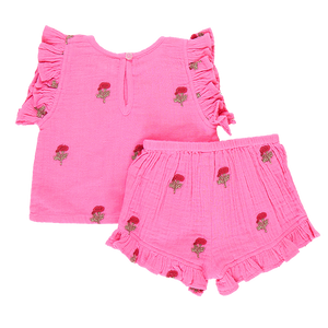 Girls Roey 2-Piece Set - Hot Pink Flowers