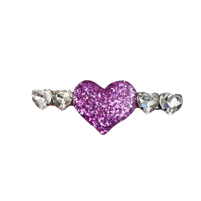 Glitter Heart Clip - Purple