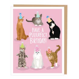Pink Chicken Birthday Card - Puurfect Cats 