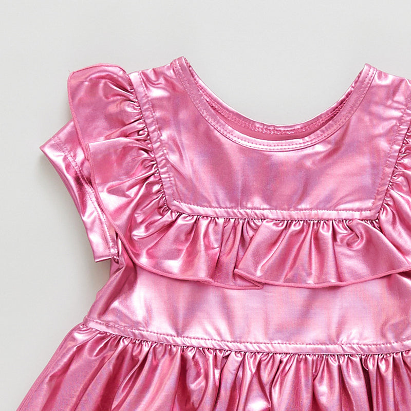 Girls Quinn Lame Dress - Blush Pink