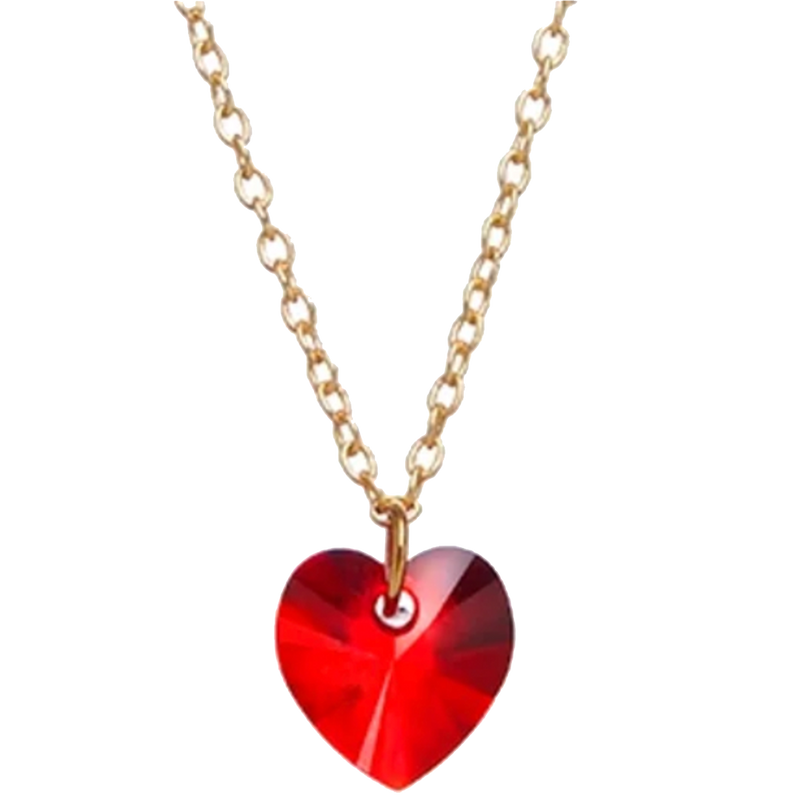 Swarovski Heart Necklace - Ruby Red