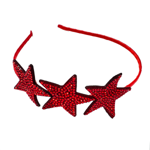 Small Crystal Star Headband - Red