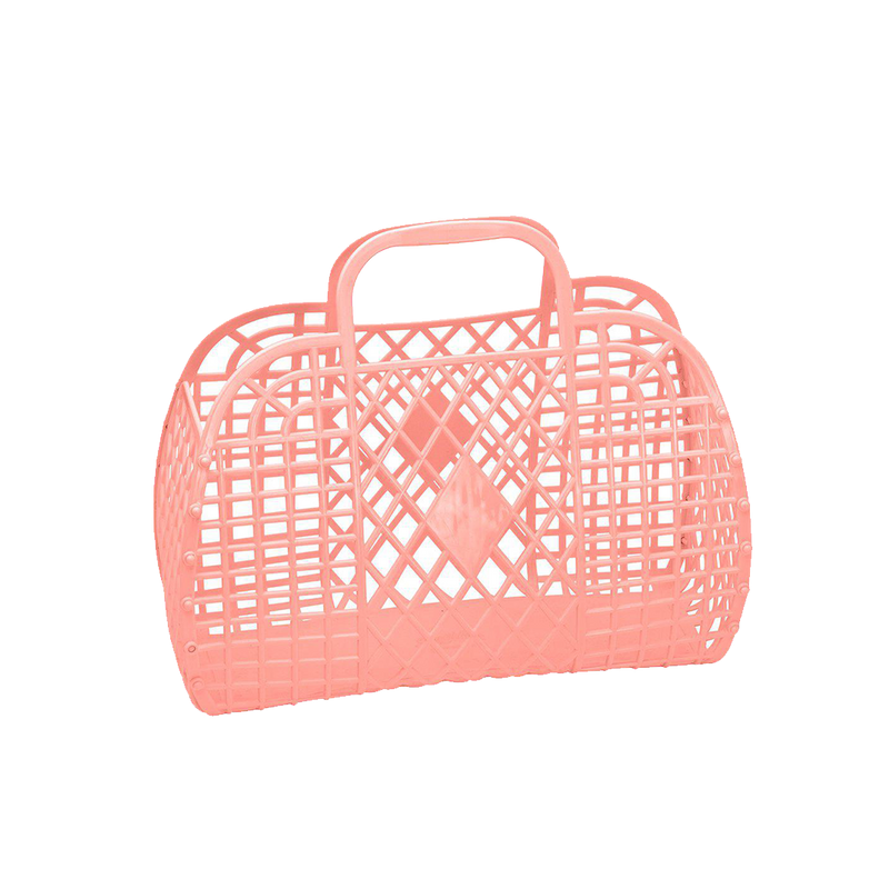 Pink Chicken Retro Basket - Small Peach 