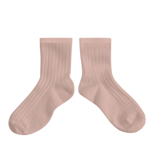 Pink Chicken Ribbed Ankle Socks - Old Rose 18/20 