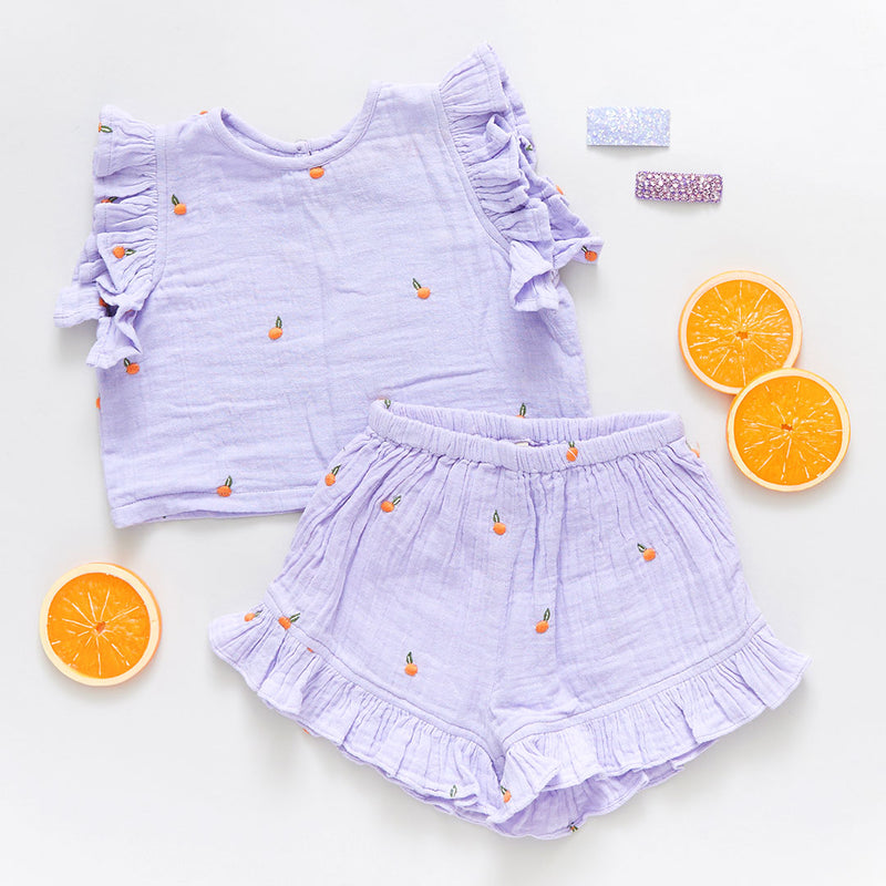 Girls Roey 2-Piece Set - Lavender Oranges