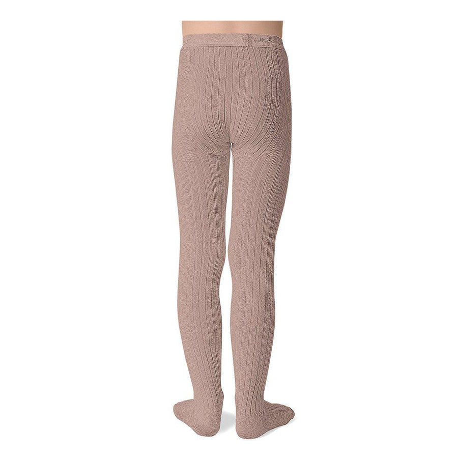 Pink Chicken Ribbed Tights - Old Rose 0/3m 