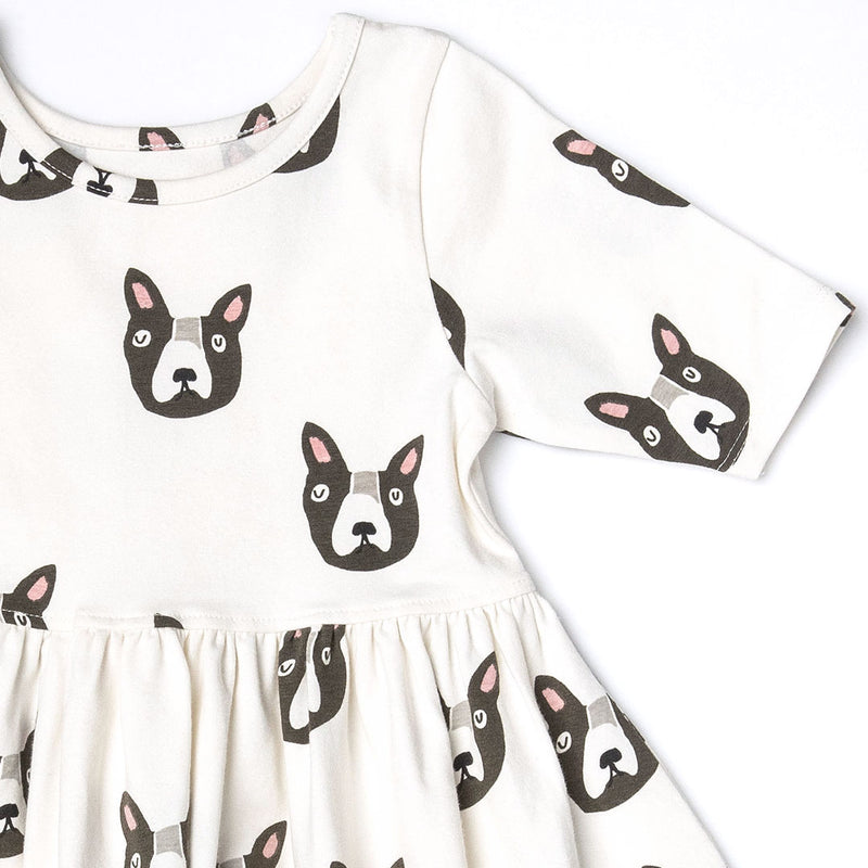 Girls Organic Steph Dress - Boston Terrier