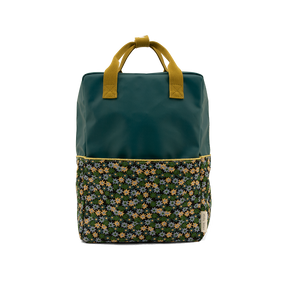 Large Backpack - Edison Teal + Flower Field Green
