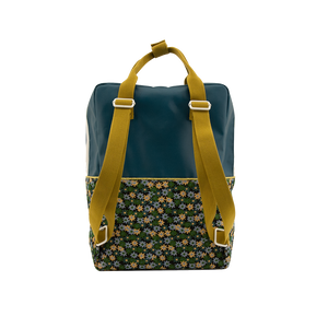 Large Backpack - Edison Teal + Flower Field Green