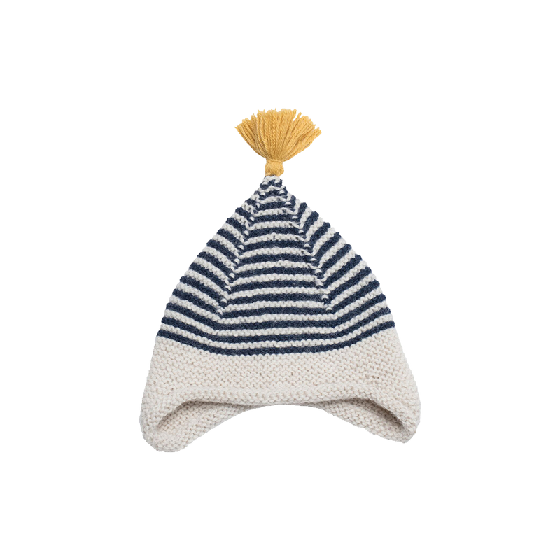 Pink Chicken Cabbages & Kings: Tassled Ear Hat - Navy Small 