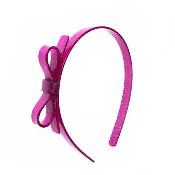 Pink Chicken Bow Headband - Pink Glitter 