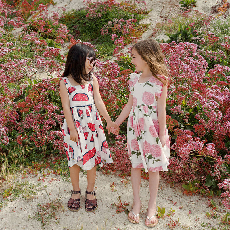 Girls Liv Dress - Pink Hydrangeas
