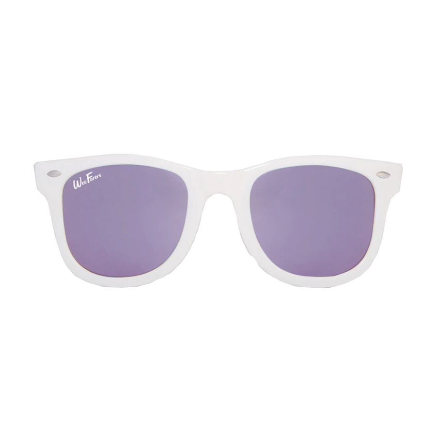 Polarized Sunglasses - White with Purple Lenses