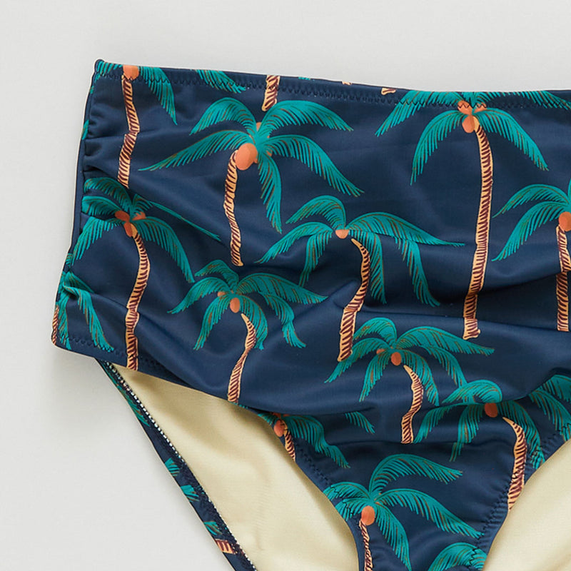 Womens Courtney Swim Bottom - Navy Palm Trees