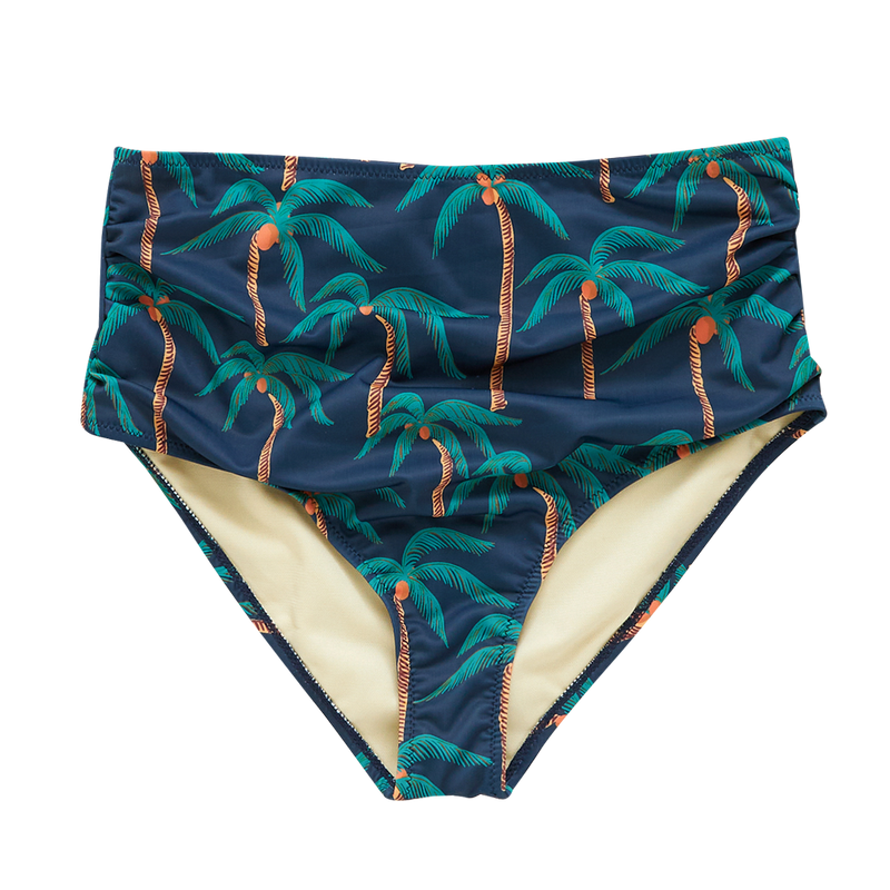 Womens Courtney Swim Bottom - Navy Palm Trees