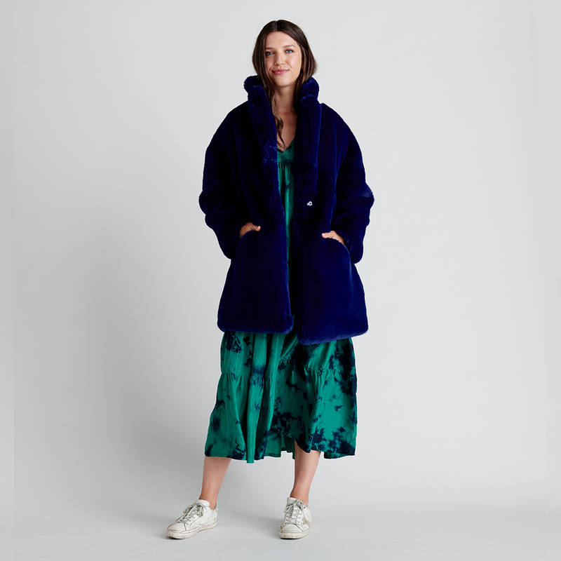 Womens Kate Coat - Navy Fur