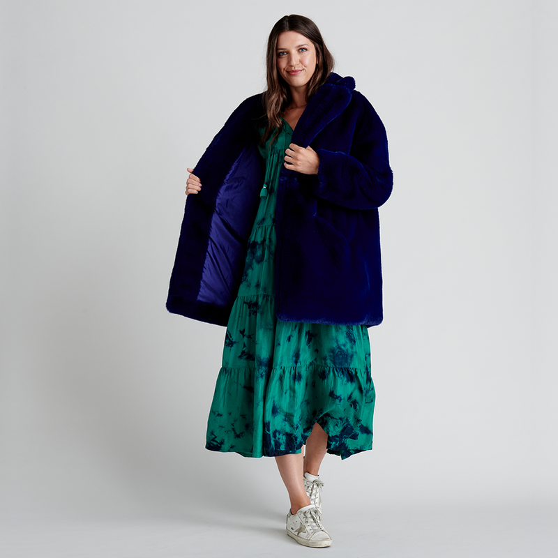 Womens Kate Coat - Navy Fur